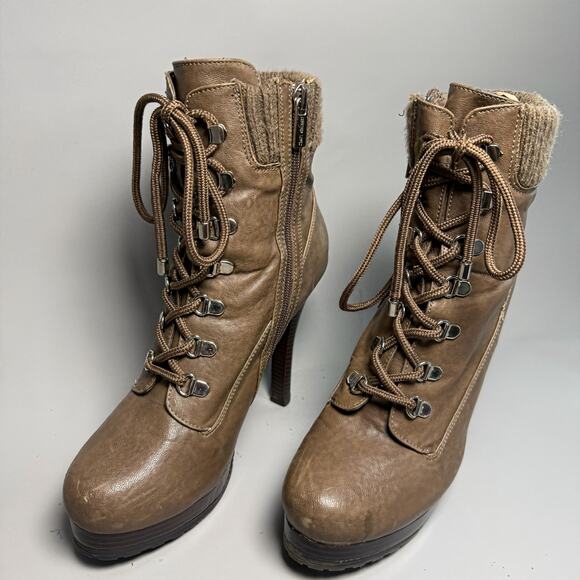 Jennifer Lopez Moritz Taupe Laceup Bootie Size 8.5 - Picture 5 of 8